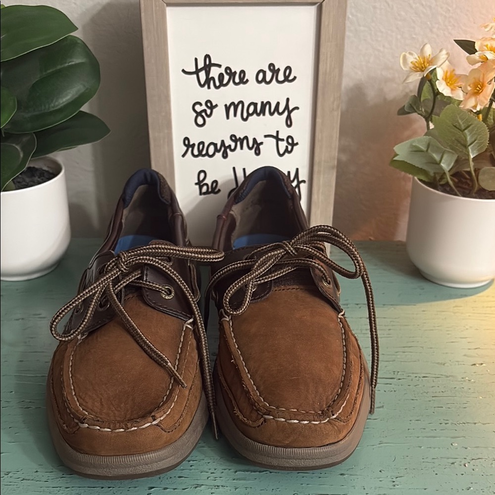 Men's Brown Leather Sperry Shoes SZ 8.5  box 140